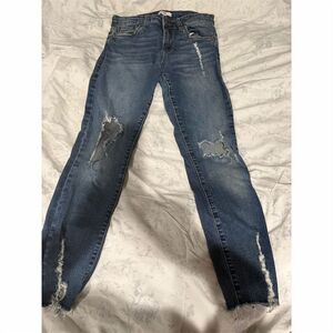 BP Women's Distressed Skinny Jeans Blue Size 27 Medium Wash